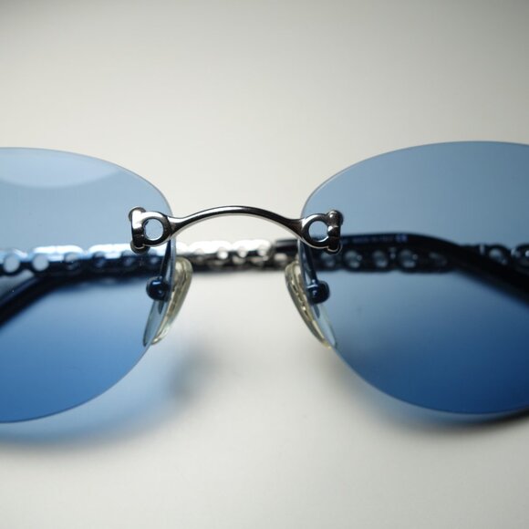Vintage Salvatore Ferragamo Rimless Metal Frame Sunglasses Made In Italy w/ Case - Picture 3 of 16